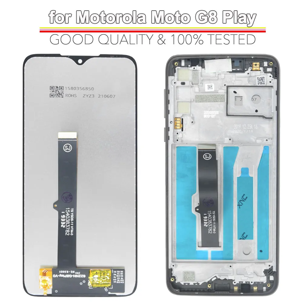 Фото G8 протестированный ЖК-дисплей для Motorola Moto G8 Play, преобразователь сенсорного экрана в сборе с рамкой для Moto G8 Play XT2015 XT2015-2 №1