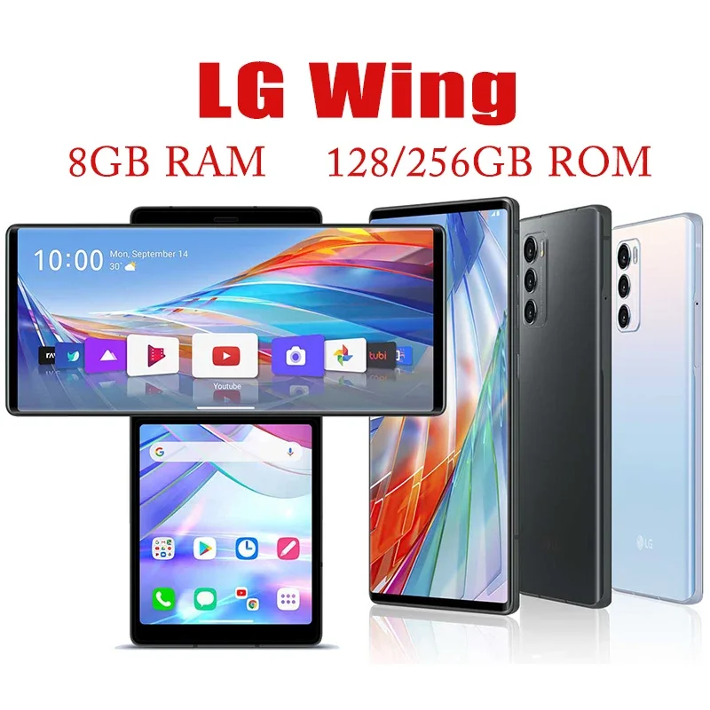 Оригинальный разблокированный сотовый телефон LG Wing F100N/F100VM/F100TM, одна/две Sim-карты, Android 6,8, 8 Гб ПЗУ, 128/256 ГБ ОЗУ, задняя камера