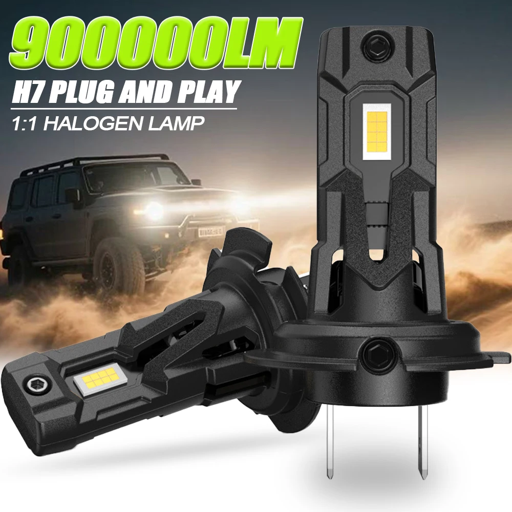 

H7 LED CANBUS Lights 1:1 Галогенная лампа Супер яркая автомобильная фара с вентилятором 1000 Вт 6000 К Белая турбо светодиодная фара Противотуманные лампы 12 В