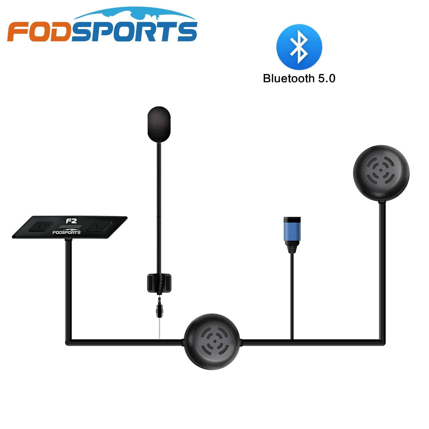 Fodsports F2 Motorcycle Helmet Intercom Bluetooth 5.0 Helmet Headset 1000M BT Interphone Type-C USB Voice Prompt