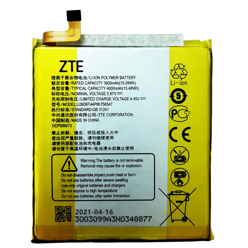 

Высококачественный оригинальный аккумулятор Li3939T44P8h756547 для ZTE A2019 Pro AXON 9 Pro A2020 A2020N2 Axon 10 Pro фотоаккумулятор