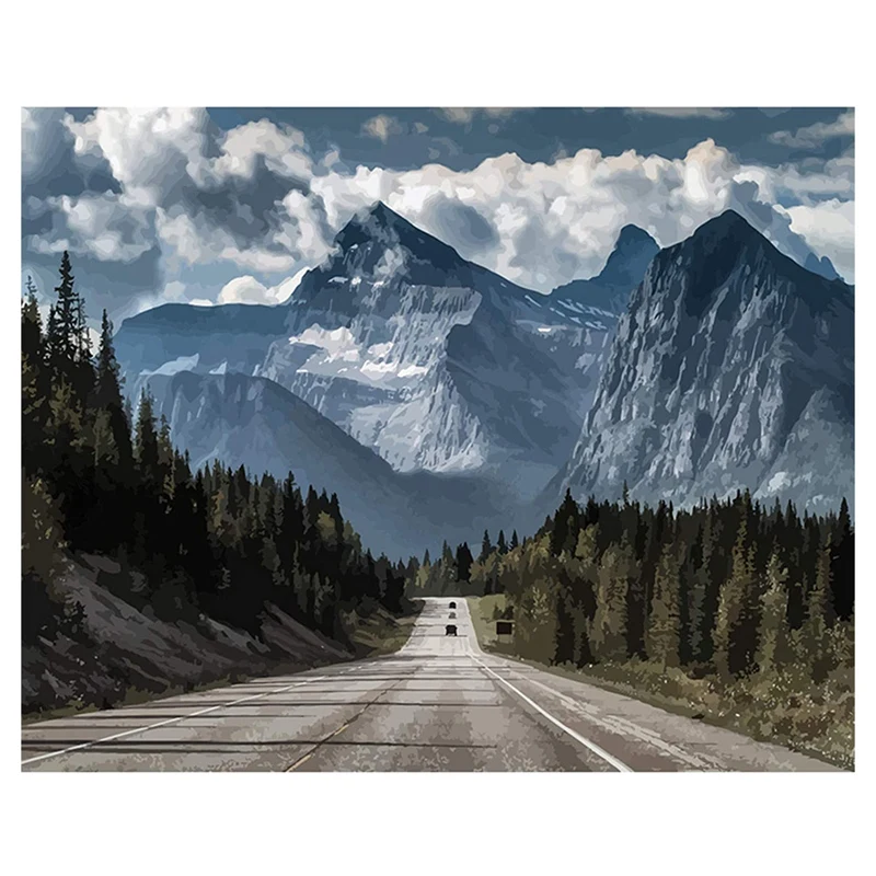 

Digital Canvas Painting Acrylic Oil Painting Kit to Draw Adult and Children's Painting Pictures By Road to Mountain