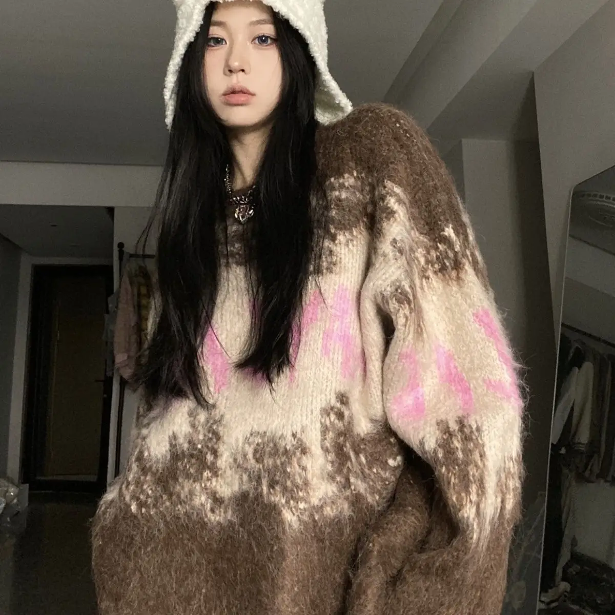 Женский свитер корейская мода Осень-зима 2024 Новые вязаные топы одежда Y2k осенняя