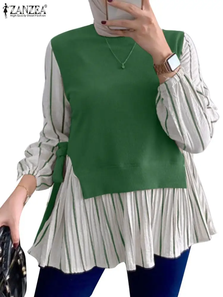 2024 ZANZEA мусульманская блузка женская модная рубашка с длинным рукавом в стиле