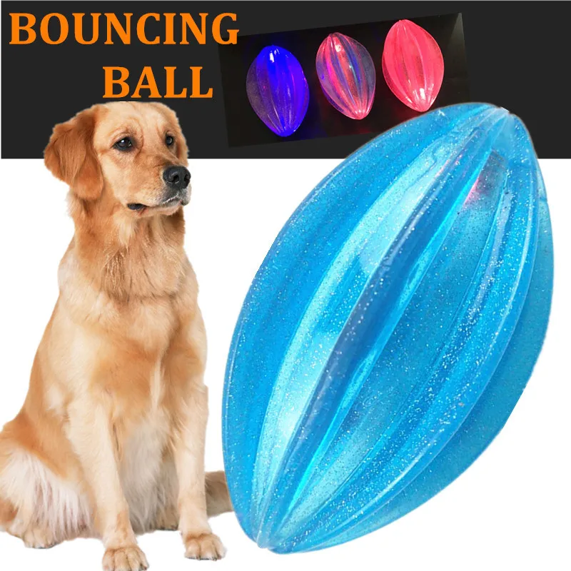 

Игрушки для домашних животных, собака, подпрыгивающий мяч, игрушечный мяч для собаки, Лидер продаж, светящийся мяч для регби, ТПР, детские иг...