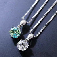 classic 6 prong blue d color moissanite necklace women 925 sterling silver 0 5 2ct moissanite clavicle necklace birthday gift