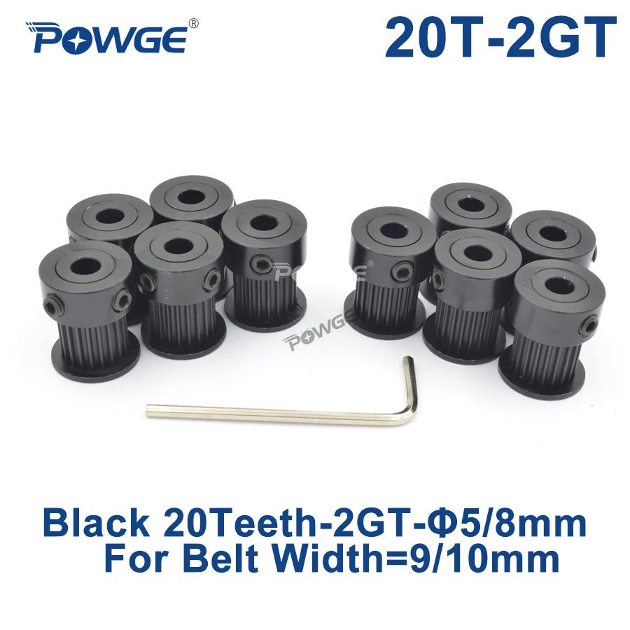 

POWGE черный анодированный шкив 20 зубьев 2М 2GT