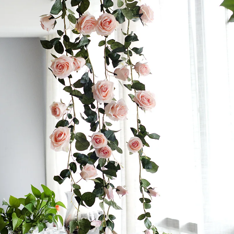 

Artificial Flower Decor Rose Silk Flower Garland For Wedding Decoration Simulation Dried Vines Home Garden Decorations