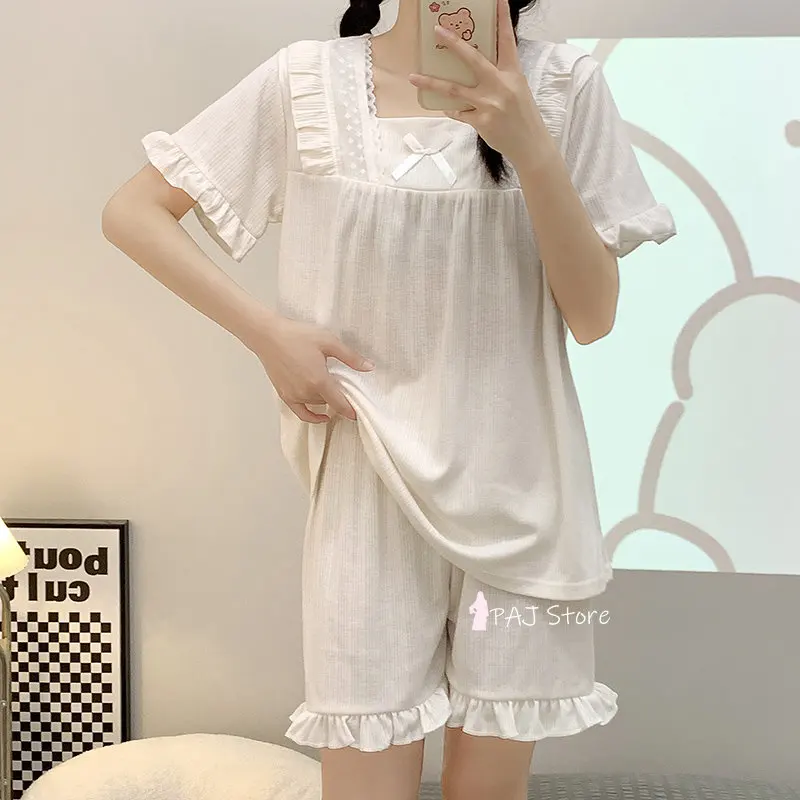 woman Short sleeve Pajama set 2 pieces Women's pajamas summer pajama Sleepwear womens outfits pyjamas Large Size M-6XL Homewear