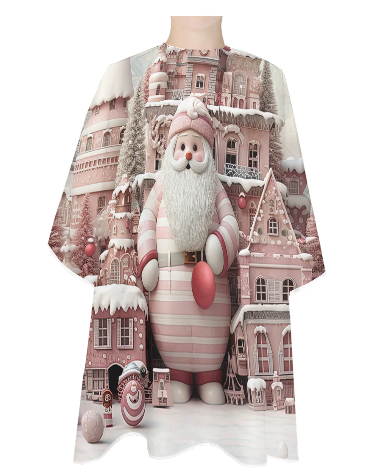 Фартук для парикмахерской с Санта Клаусом снежинками