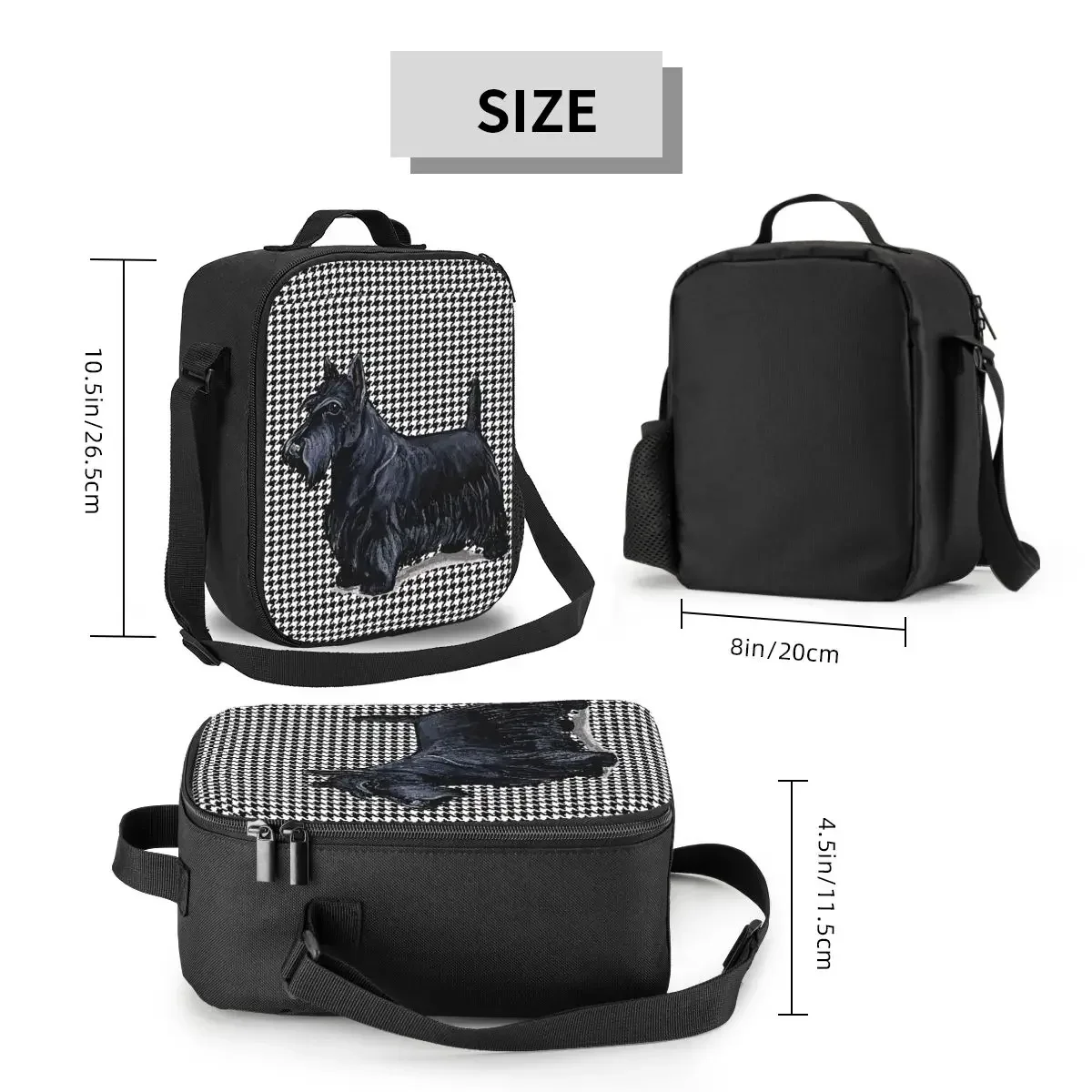 Изолированная сумка для обеда с узором гусиные лапки шотландского терьера