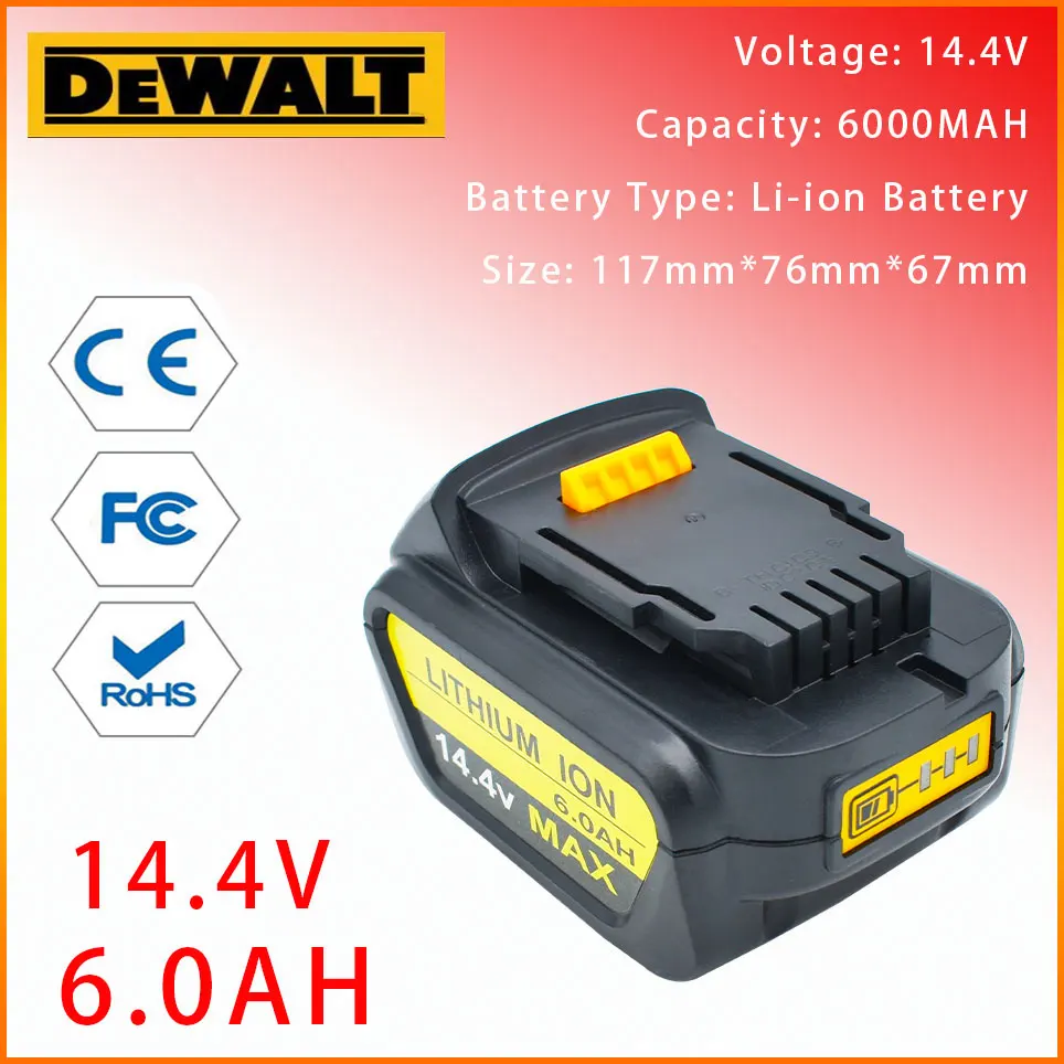 

Dewalt 14.4V 6.0AH for Dewalt battery power tools DCB140 DCB141 DCB142 DCD735L2 DCF835C2 DCF835L2 DCL030 XR lithium-ion battery