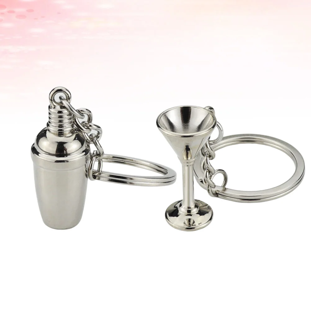 

Funny Bartender Keychain 2Pcs Creative Cocktail Shaker Keychain Goblet Shaped Key Chain Personalized Keychain Keyring for