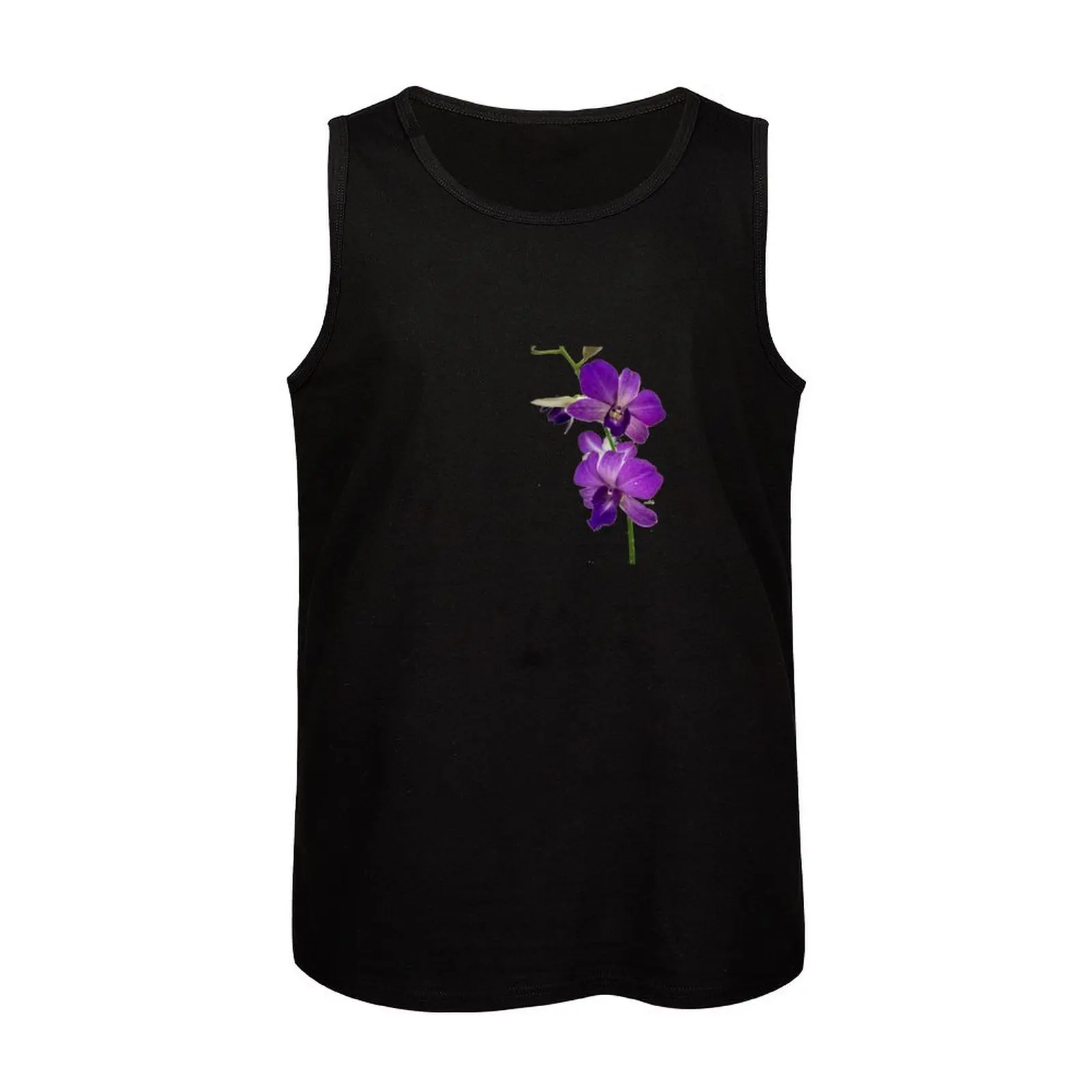 Футболка мужская без рукавов Спортивная майка с принтом орхидеи фиолетовая