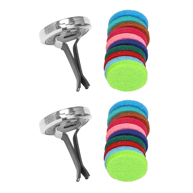 

2Pcs Car Aromatherapy Essential Oil Car Diffuser With 20 Replacement Felt Pads Air Freshener Car Diffuser Vent Clip