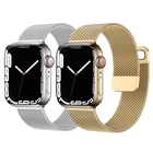 Металлический Миланский ремешок для Apple Watch 76SE54321 413840 мм, браслет из нержавеющей стали для iwatch 7 45 мм 42 мм 44 мм