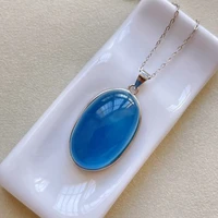 natural blue aquamarine oval pendant aquamarine 18k gold brazil 25 616mm jewelry women fashion stone jewelry necklace aaaaa