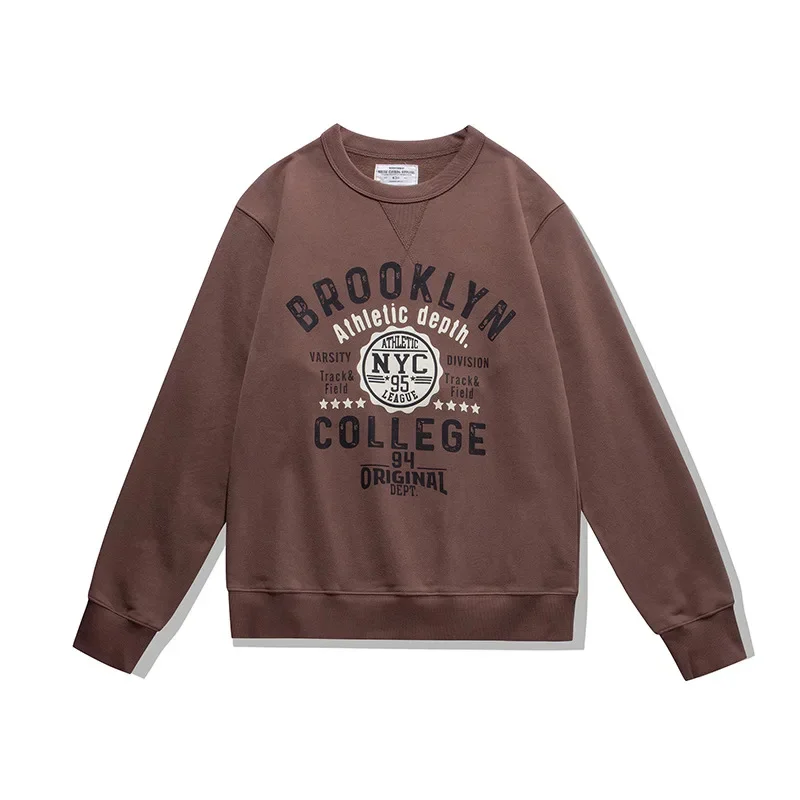 OKONKWO Ретро мотоциклетная мужская толстовка_Ami цвета хаки махровый пуловер с