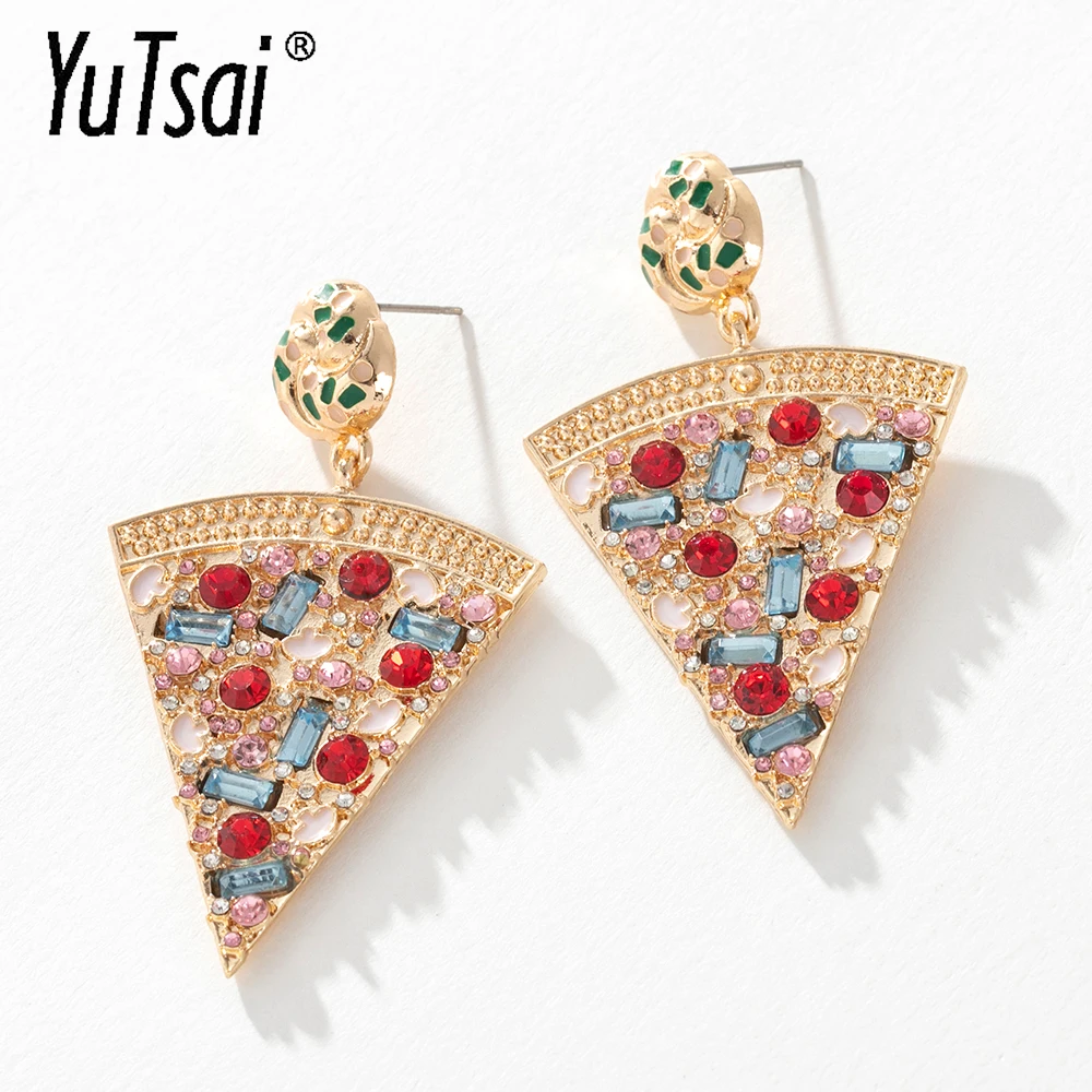 

Модные цветные серьги-подвески YUTSAI с искусственной кожей, пицца, ретро, геометрические, из сплава, глазурованные серьги-подвески для женщин,...