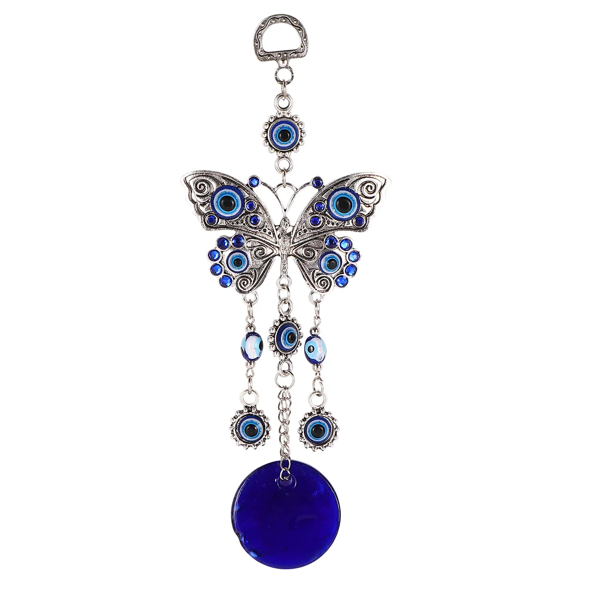 

Butterfly Ornament Outdoor Decor Evil Eye Car Pendant Decotaive Crystal Turkey Blue Alloy