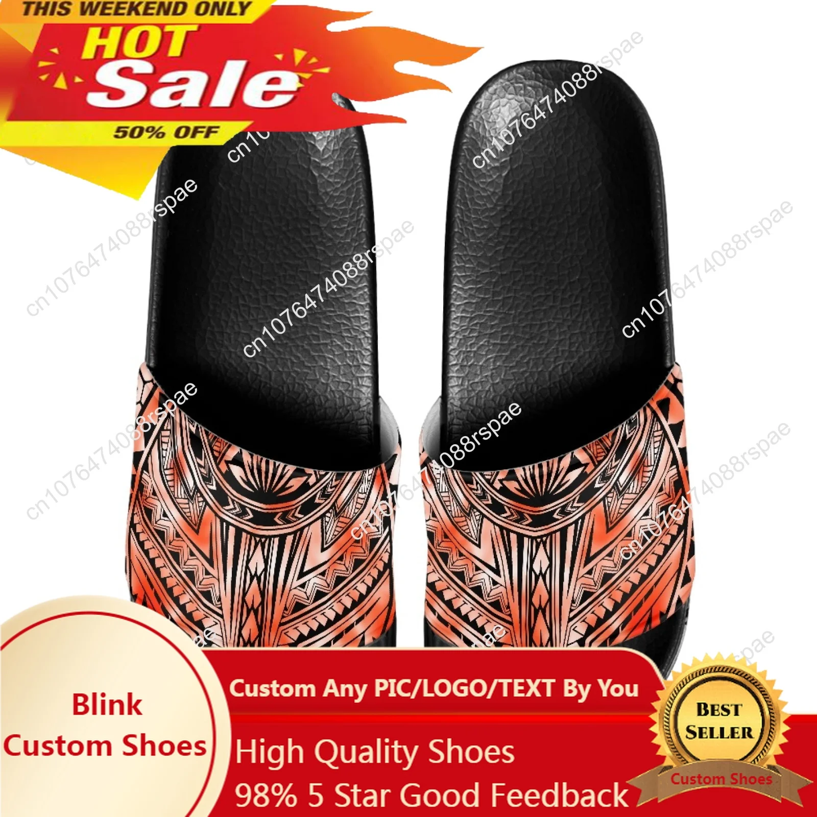 

Polynesian Tribal Pohnpei Totem Tattoo Prints Men's Slippers Non-slip Breathable Bathroom Lazy Outdoor Bathroom Main Push Wear