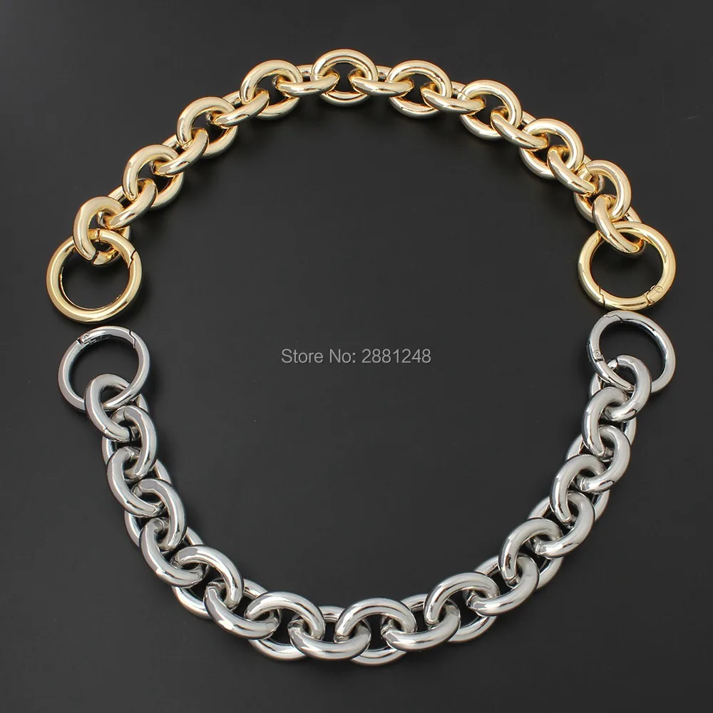 24mm Thick Round Aluminum Chain + Spring Ring Light Weight Bags Strap Bag Parts Handles Chain For Bag Accessory Handbags Straps images - 6