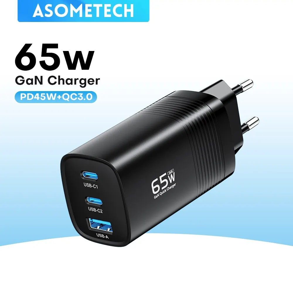ASOMETECH GaN USB Type C зарядное устройство 65 Вт 45 Вт PPS PD QC4.0 быстрое зарядное устройство для Macbook ноутбука IPAD планшета iPhone 14 Samsung S23 Ultra - купить по выгодной цене - ТОП-товары этого лета