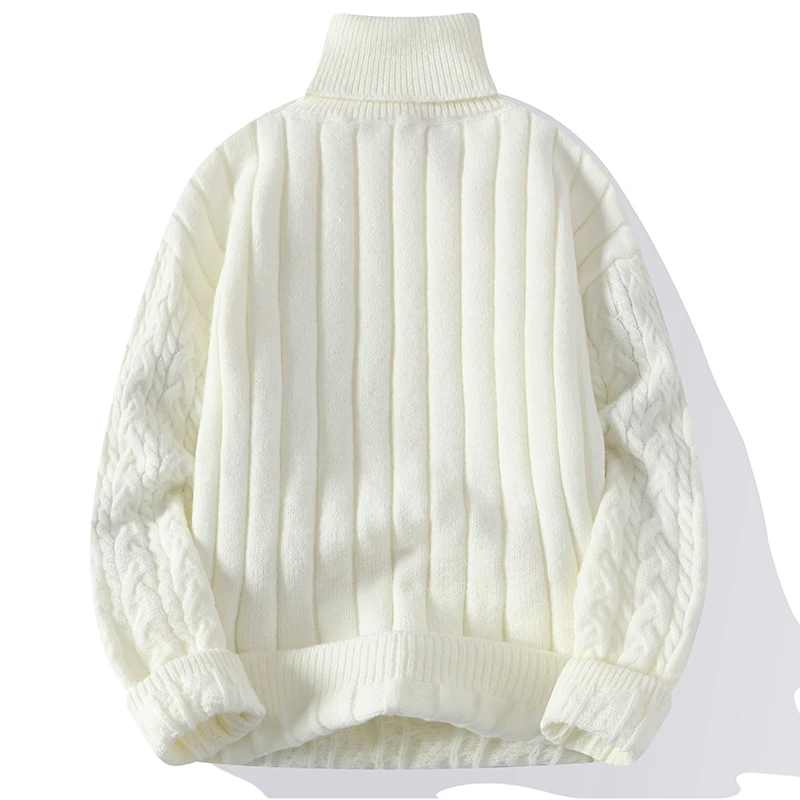 High Neck Men Turtleneck Pullover Sweater Knitted Men Fashion Clothing Solid Color Warm Jumper Top Homme