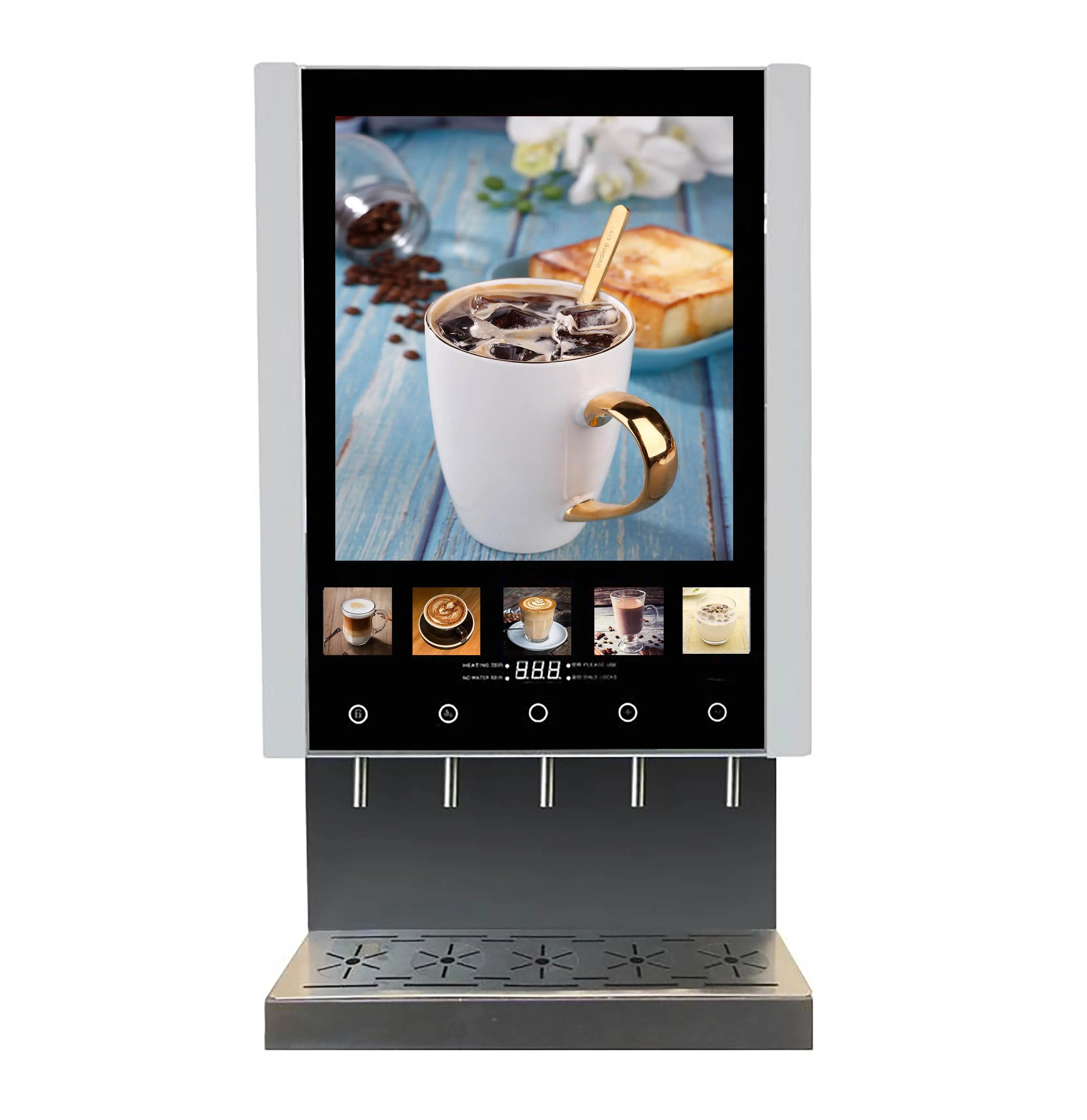 

50S SUPIN Economical 5 Falvours Instant Coffee Vending Machine Fully Automatic Milk Tea Vending Machine Public Style Coffee