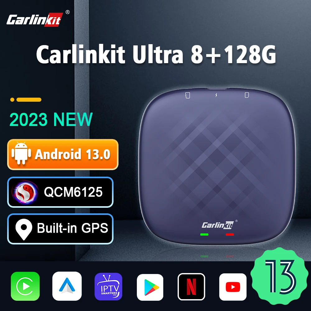 

Carlinkit Android 13 Tv AI Box Ultra 8 + 128G Netflix iptv YouTube Spotify беспроводной CarPlay Android Auto 4GLTE Box GPS QCM665 WIFI