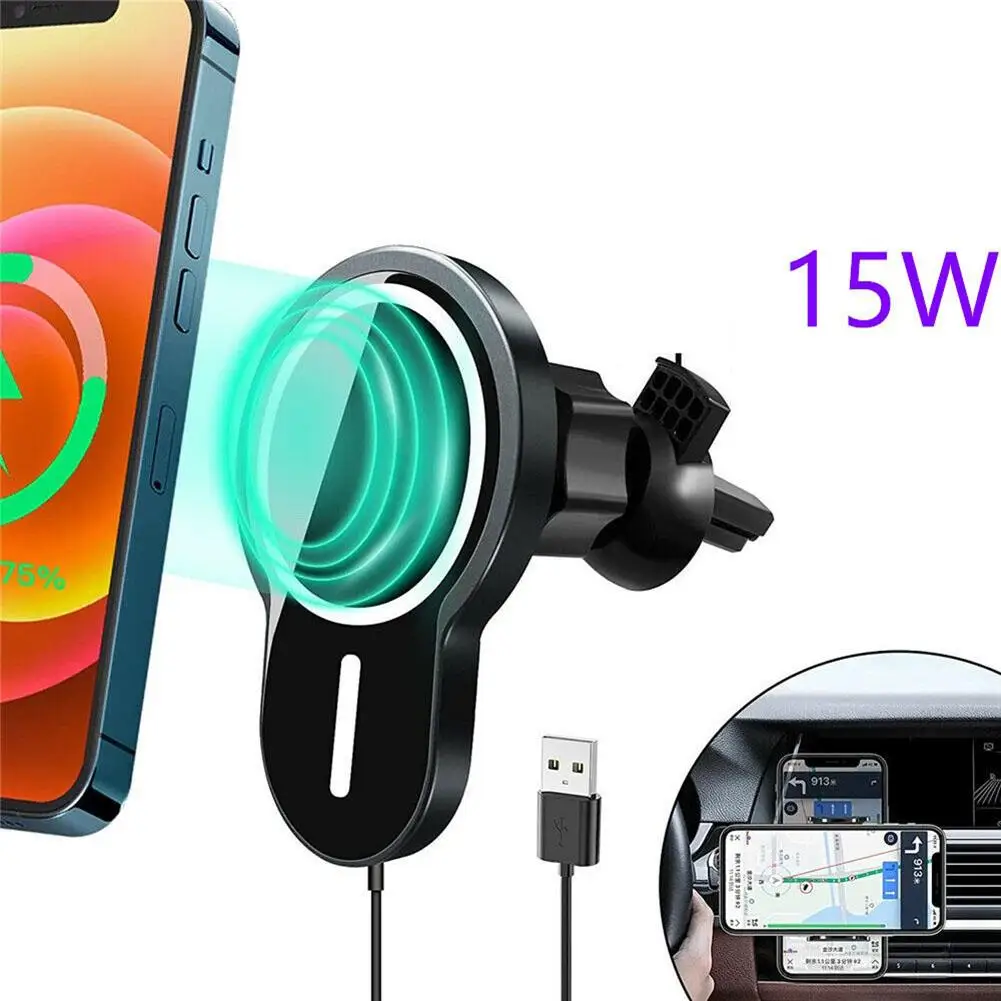

Magnetic Car Phone Holder Magnetic Wireless Charger For iPhone12 Series Portable Fast Charging Car Phone Holder Air Vent In Car