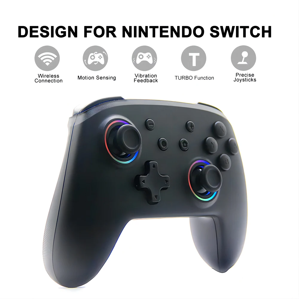 Беспроводной Bluetooth-джойстик для Nintendo Switch Pro контроллер геймпада Turbo RGB LED дышащий NS