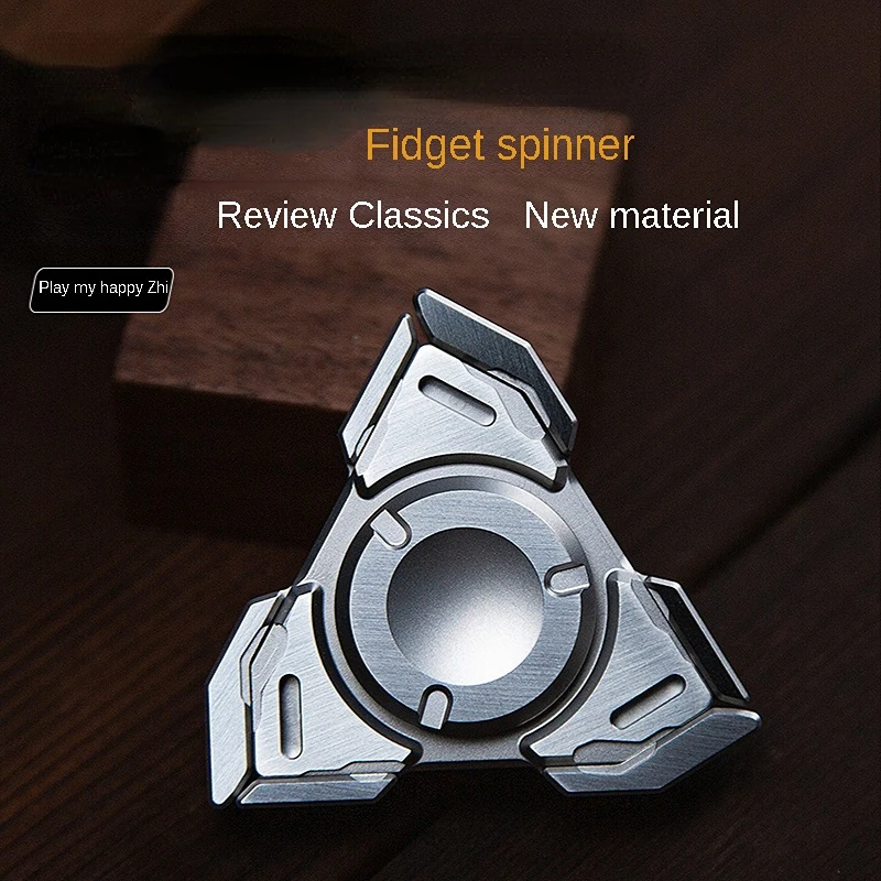 Magnetic Slide Rail Opening and Closing Fidget Spinner Metal Toy Decompression Black Technology