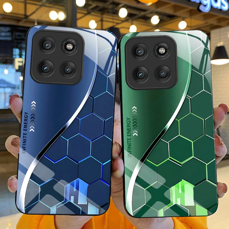 Фото Чехол из закаленного стекла для Motorola Moto G17 G57, защитный чехол с градиентным цветным узором, задняя крышка, чехол-накладка №1