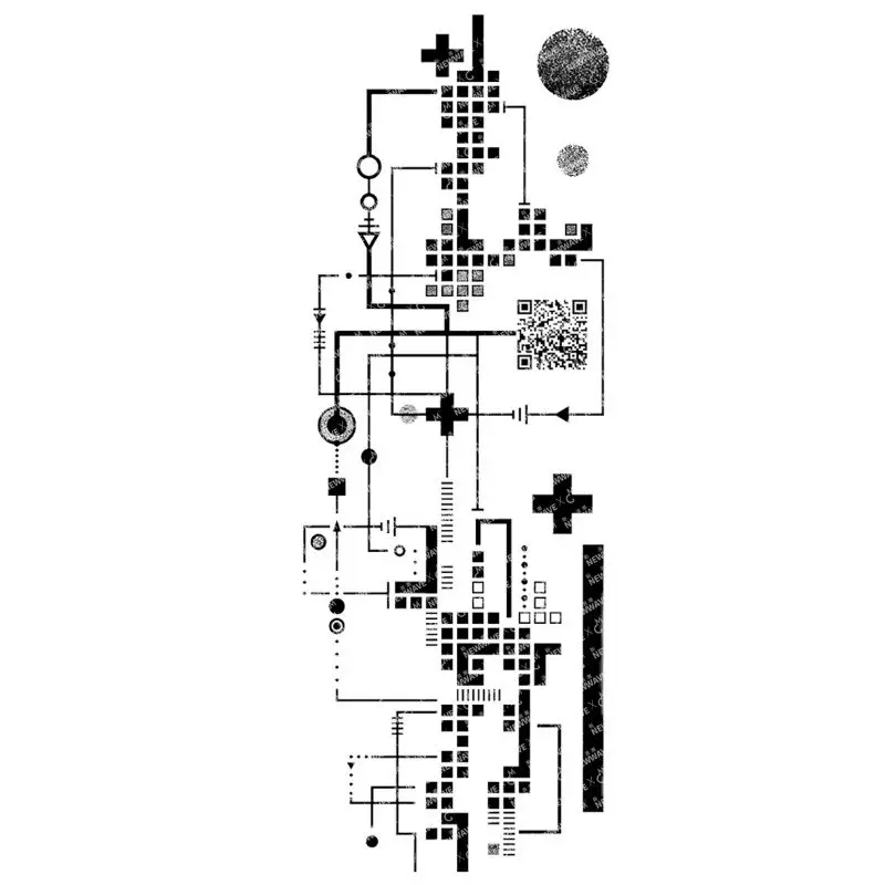 Татуировки Body Circuit Diagram Tattoo Cyberpunk Fake для женщин и мужчин на руке и бедре временные водонепроницаемые наклейки на траву.