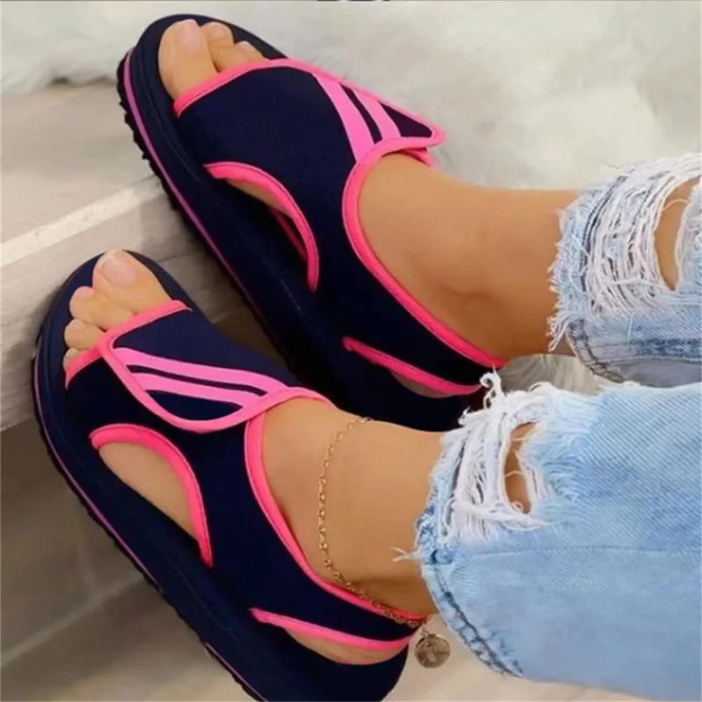 Купи Summer Wedges Female Shoes Platform Thick Bottom Casual 2022 Women's Sandals Classic Simple Beach Outdoor Ladies Flat Non-slip за 721 рублей в магазине AliExpress