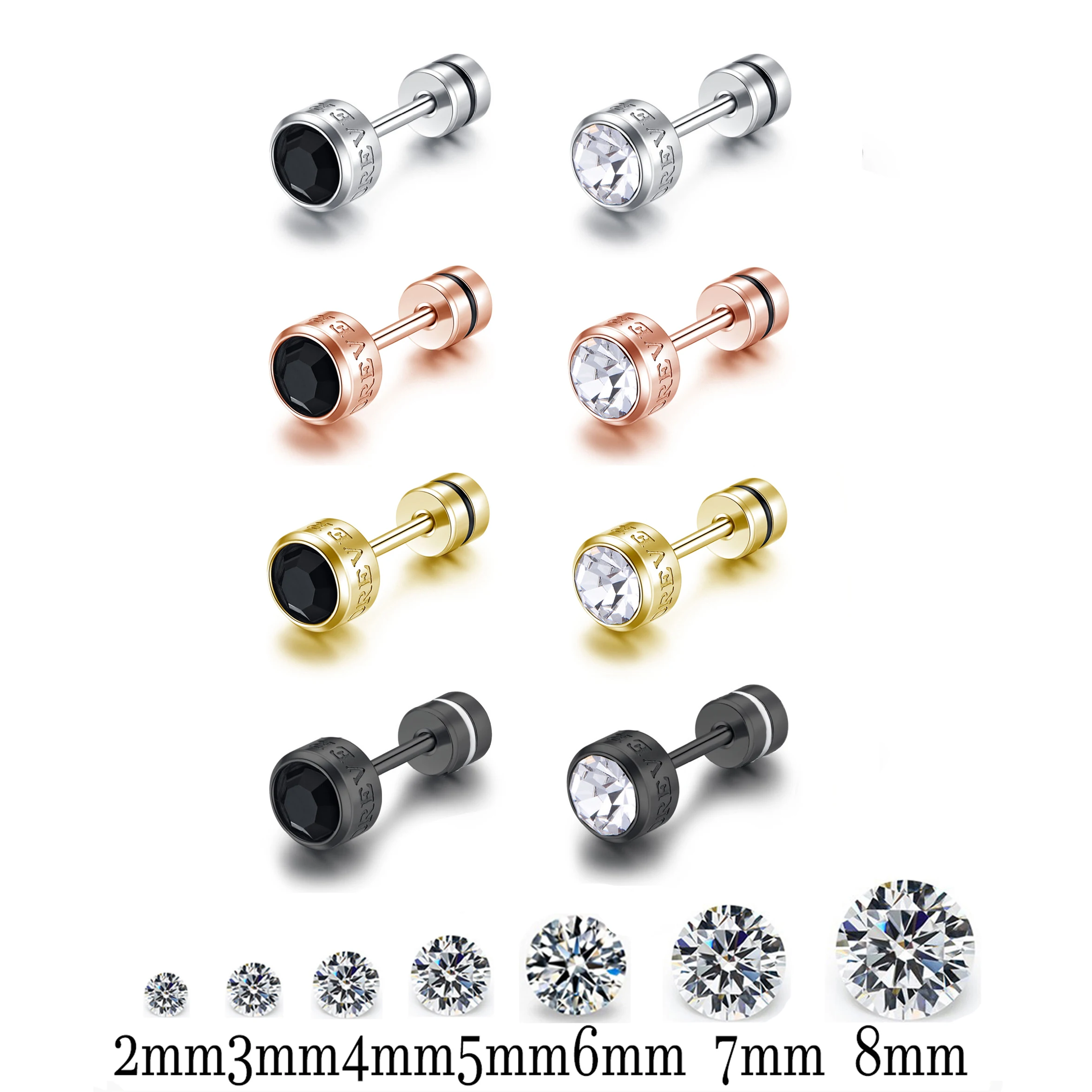 

Женские Болт с кристаллом-гвоздики, из нержавеющей стали, с фианитами, вечная любовь