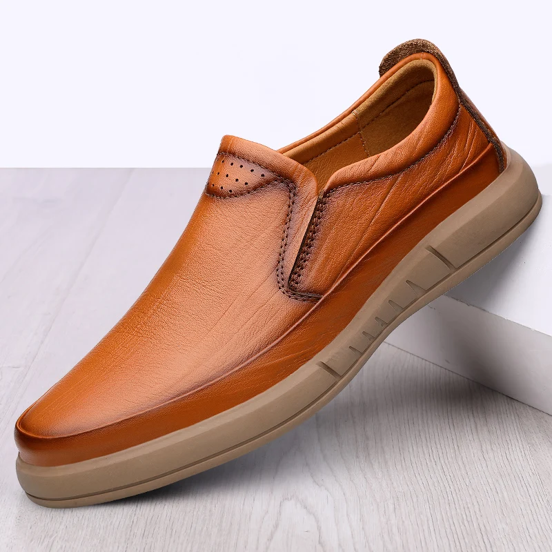 

Handmade Genuine Leather Men Shoes Casual Retro Breathable Mens Loafers High Quality Casual Cow Leather Shoes Platform Moccasins