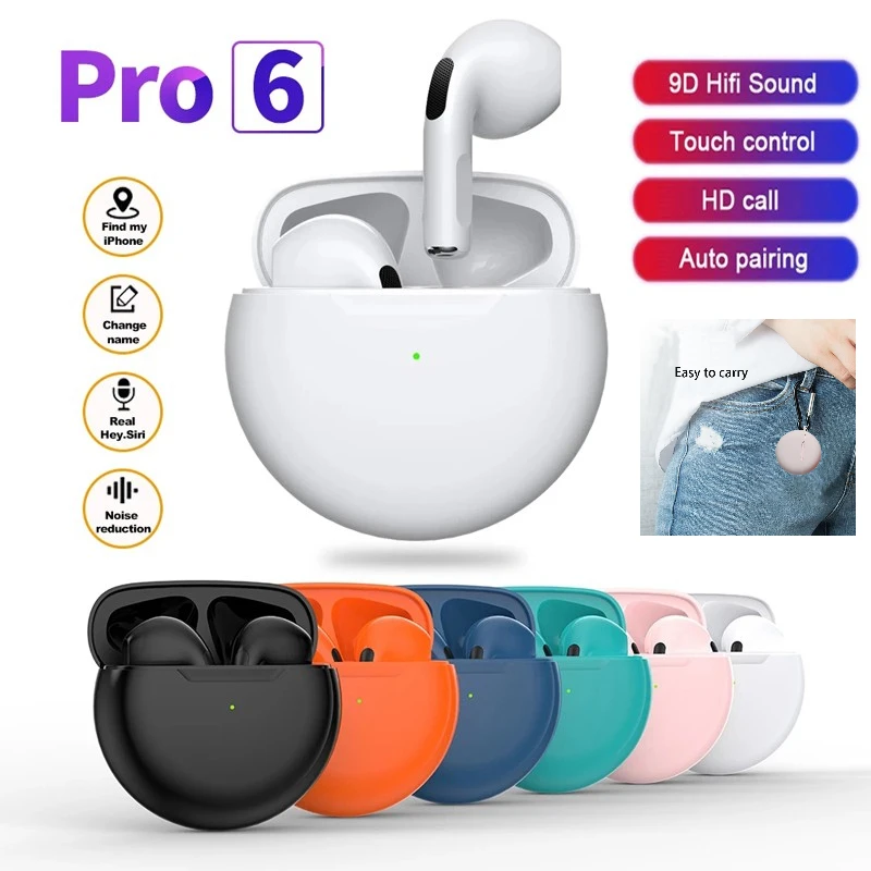 

TWS Wireless Headphones Bluetooth 5.0 Earphones Pro 6 Sports Waterproof Mini Headset Music Stereo Earbuds Pro6 Free Shipping