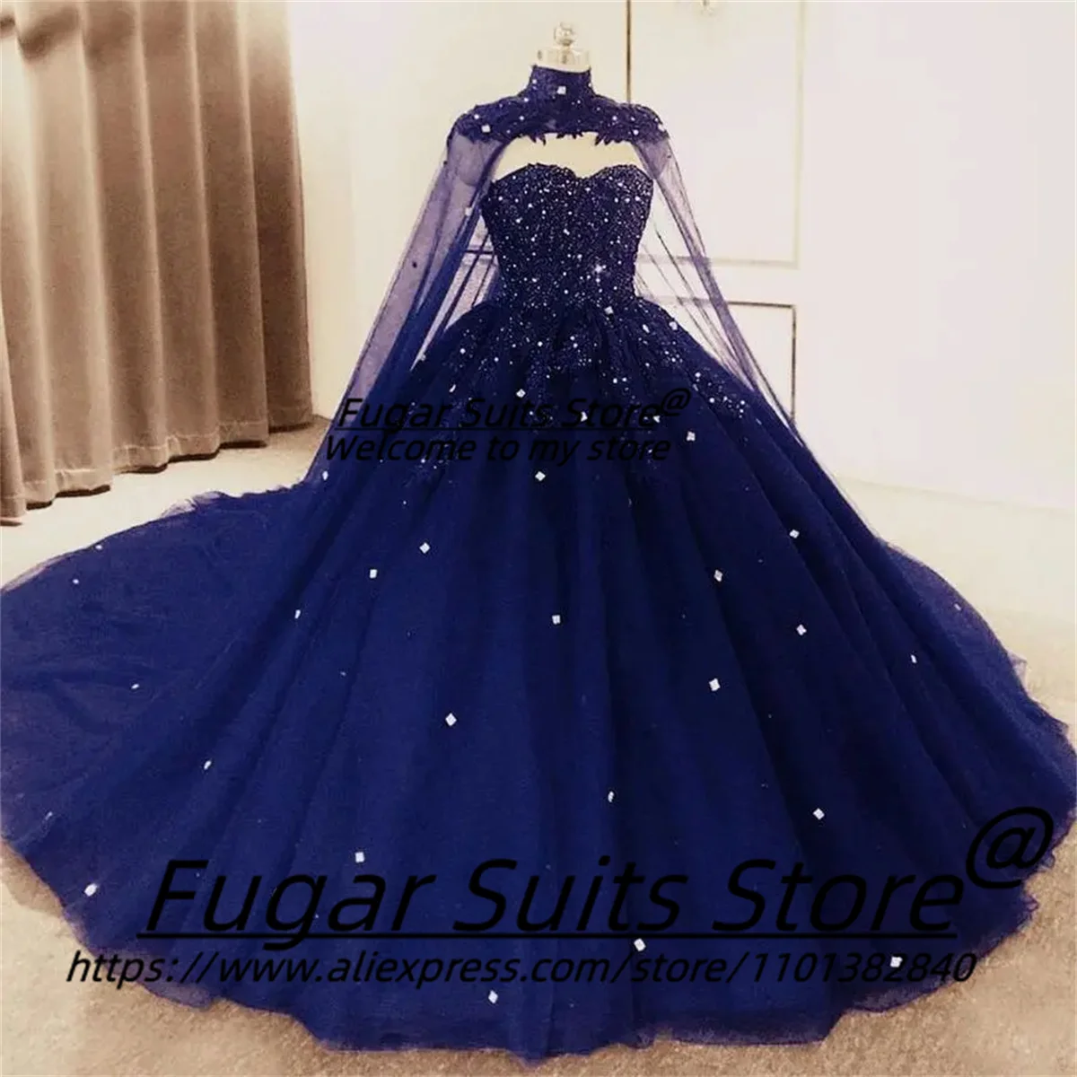 Роскошные темно-синие Бальные платья с бисером бальные элегантные длинные для
