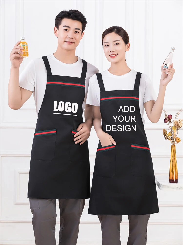 

Customizable Kitchen Cleaning Waterproof Aprons for Women Men Breathable Soft Grill BBQ Apron Barber Shop Catering Server Coat