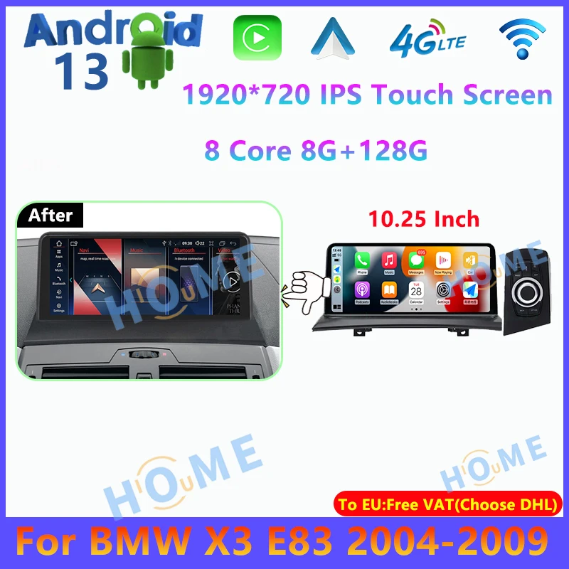 

Android 13 10.25" / 12.5" Car Video Player GPS Navigation Multimedia Radio Carplay Android Auto For BMW X3 E83 2004-2010 Stereo
