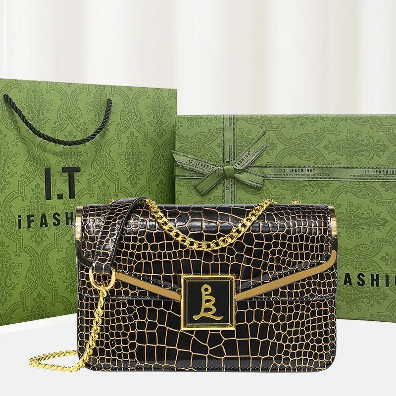 Gete 2023 New Fashion Imported Crocodile Leather Bag Leather Handbag Crocodile Purse Belly Wipe Plated Xiao Fang Bag Slant Bag