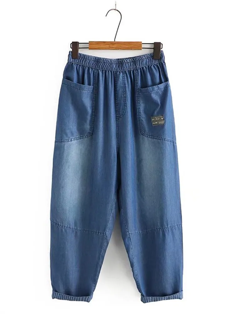 Женская одежда летняя джинсы с эластичным поясом большие карманы по бокам очень