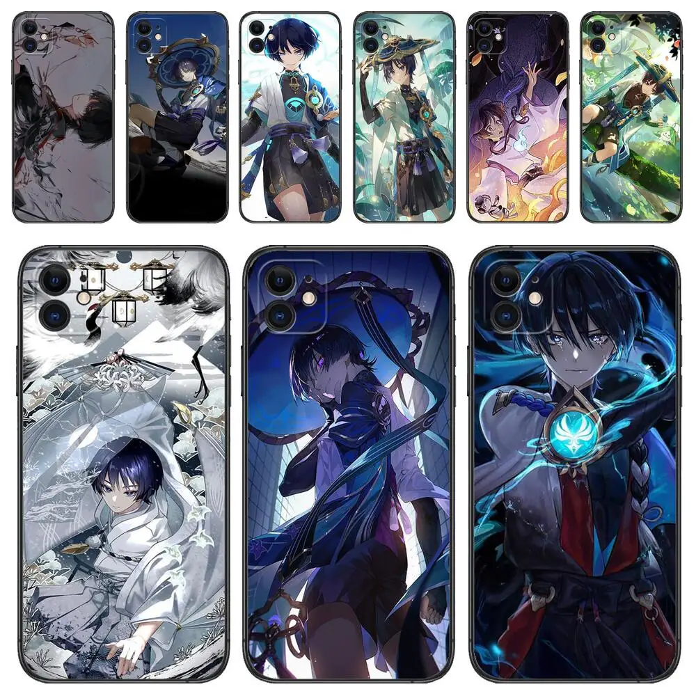 

Genshin Impact Wanderer Anime Phone Case for IPhone 14 13 12 11 Pro Max SE XR X XS Max 8Plus 7plus New Shell Black Phone Cover