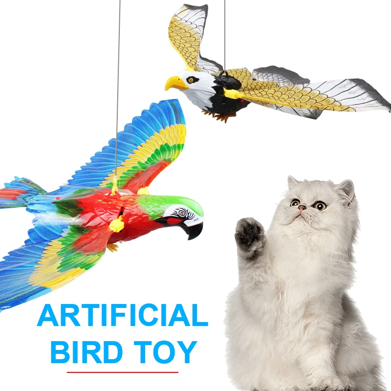 Simulation Bird Interactive Cat Toys Electric Hanging Eagle Flying Bird Cat Teasering Play Cat Stick Scratch Rope Kitten Dog Toy