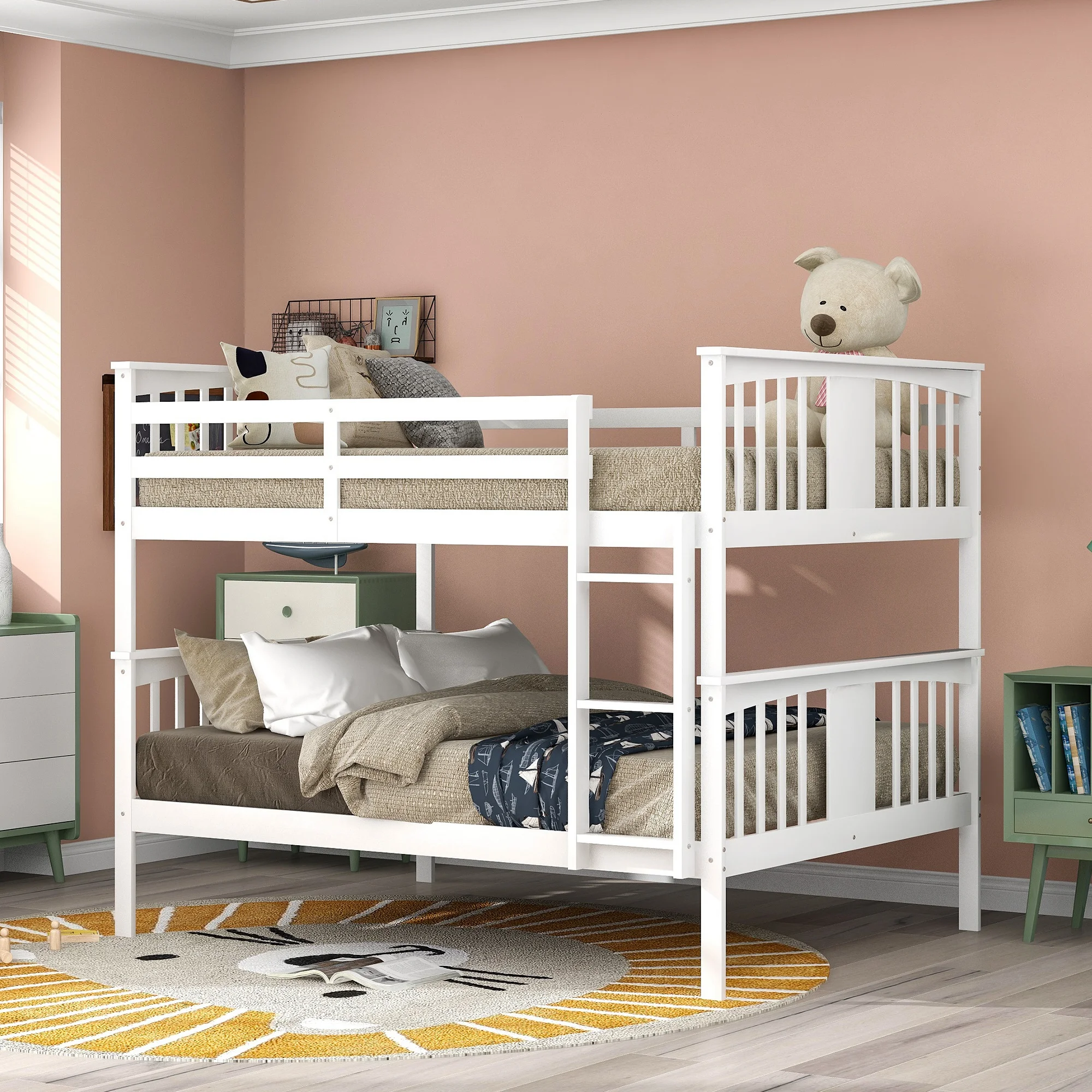 

Home Modern Wooden Furniture Bedroom Furniture Bed Frame Bases Full Over Full Bunk Bed With Ladder For Bedroom Furniture White
