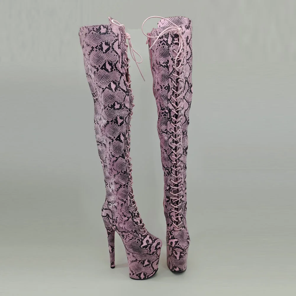 Leecabe  Snake 20CM/8inches Pole dancing shoes High Heel platform Boots closed toe Pole Dance boots