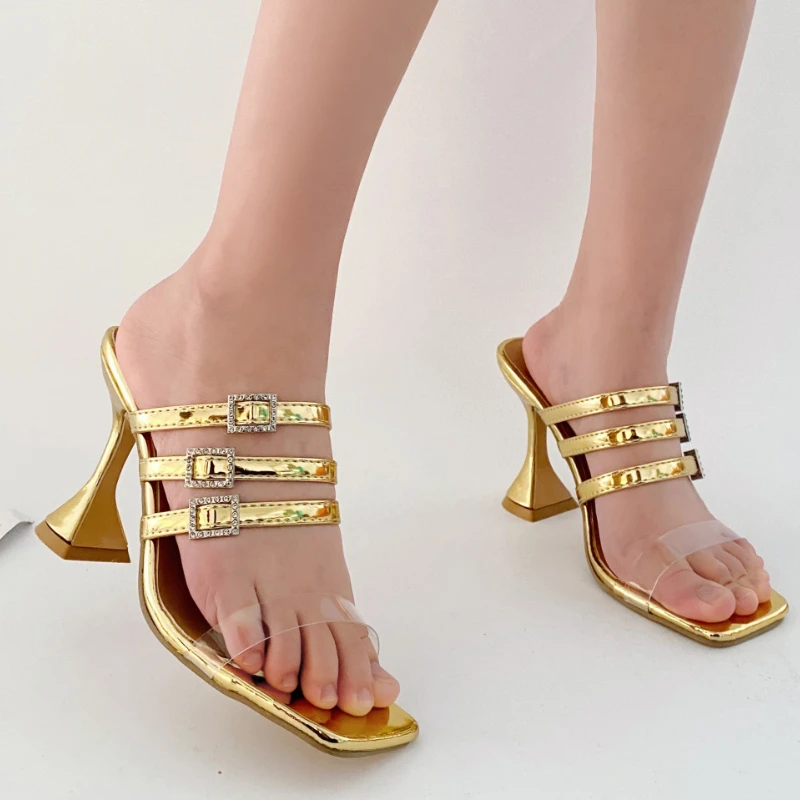 

PVC Jelly Sandals Open Toed High Heels Women Transparent Heel Sandals Slippers Pumps Lady Shoes Sexy Clear Slippers Plus Size