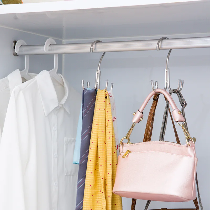 

5 Hooks Stainless Steel Belt Hanger,360 Degree Rotat Bag Hanging Rack,Closet Organizer Holder Storage for Bra,Tank Top,Tie,Scarf